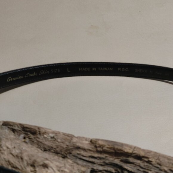 Snakeskin Reptile Dress Belts Lot  Gold Tone Buckles ML  Vintage Black White - Picture 13 of 13